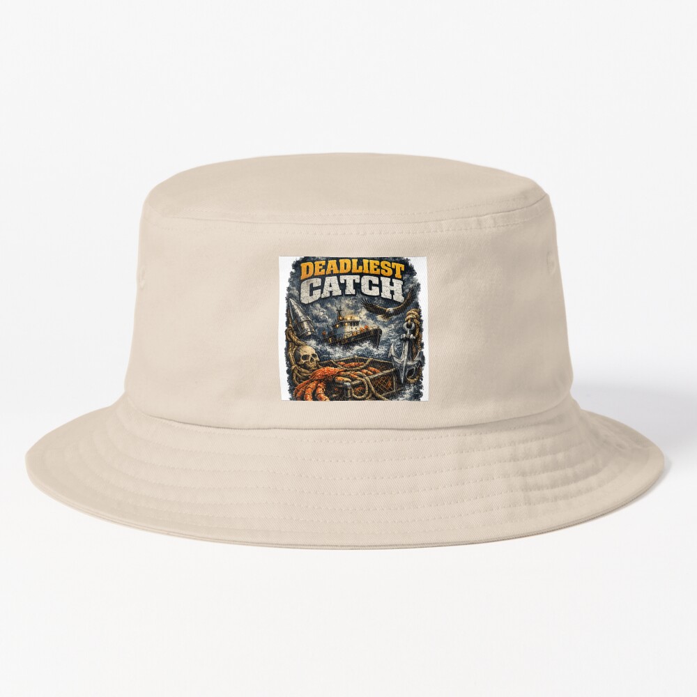 Deadliest Catch Vintage Crab Fishing Design Bucket Hat