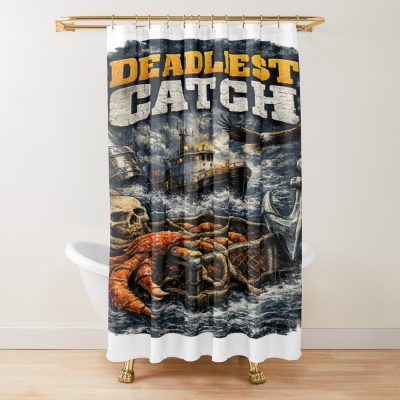 Deadliest Catch Vintage Crab Fishing Design Shower Curtain