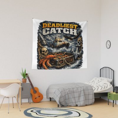 Deadliest Catch Vintage Crab Fishing Design Tapestry