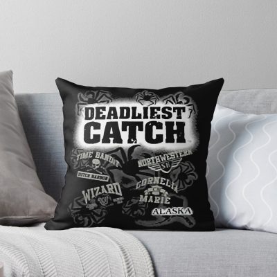 Deadliest Catch Black Throw Pillow
